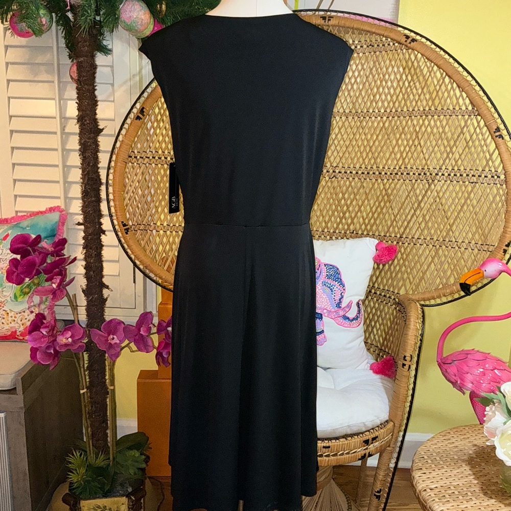 AGB NWT Dress Faux Wrap Black Size L - Picture 15 of 15